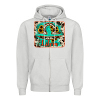 Dove Grey libra turquoise cowhide Zipper Hoodie - RanaPortraitStore