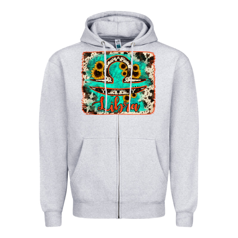 Libra Turquoise Cowhide Zipper Hoodie by RanaPortraitStore | Teevron