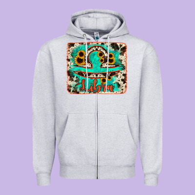 Libra Turquoise Cowhide Zipper Hoodie Designed By Ranaportraitstore