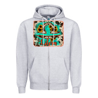 Heather Grey libra turquoise cowhide Zipper Hoodie - RanaPortraitStore