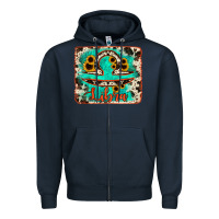 Navy libra turquoise cowhide Zipper Hoodie - RanaPortraitStore