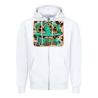 White libra turquoise cowhide Zipper Hoodie - RanaPortraitStore