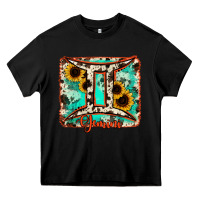 Black gemini turquoise cowhide Heavy Core Tee - RanaPortraitStore