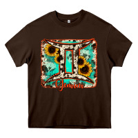 Chocolate Brown gemini turquoise cowhide Heavy Core Tee - RanaPortraitStore