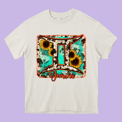 Gemini Turquoise Cowhide Heavy Core Tee Designed By Ranaportraitstore