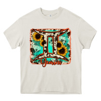 Cream gemini turquoise cowhide Heavy Core Tee - RanaPortraitStore