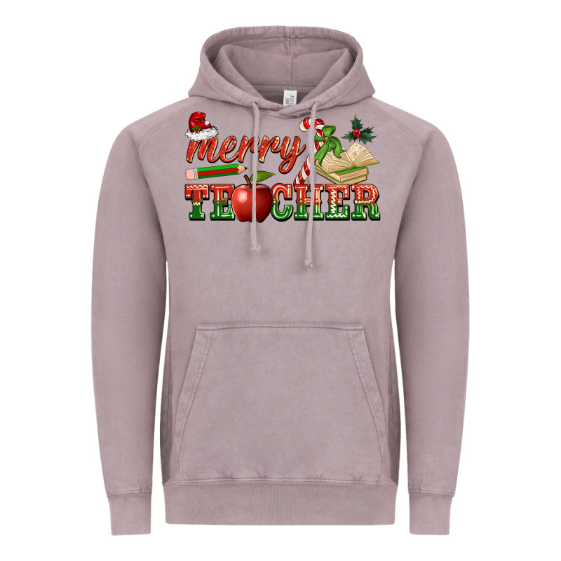 Merry Teacher Vintage Hoodie by BarkalooDesign | Teevron