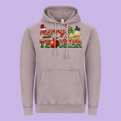 Merry Teacher Vintage Hoodie Designed By Barkaloodesign