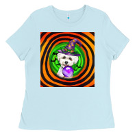 Baby Blue halloween bichons frise dog Ladies Tee - LillyAllenDesigns