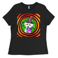 Black halloween bichons frise dog Ladies Tee - LillyAllenDesigns
