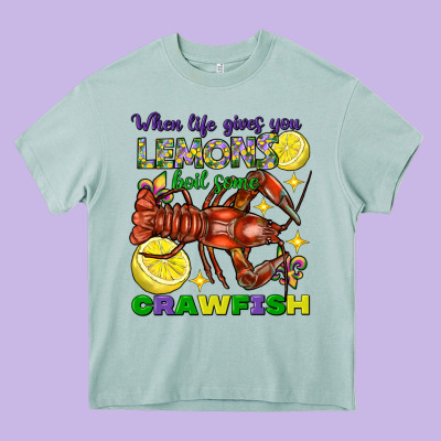 When Life Gives You Lemons Boil Some Crawfish Mardi Gras Heavy Core Tee Designed By Fadigitalartstudio