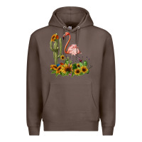 Coffee flamingo with cactus and sunflowers Premium Hoodie - BarkalooDesign