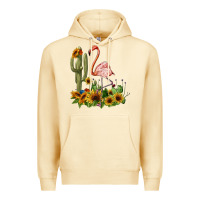 Pina Colada flamingo with cactus and sunflowers Premium Hoodie - BarkalooDesign