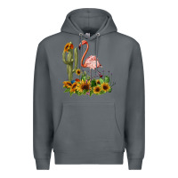 Rock flamingo with cactus and sunflowers Premium Hoodie - BarkalooDesign