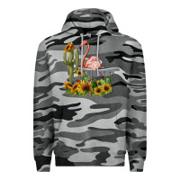 Slate Camo flamingo with cactus and sunflowers Premium Hoodie - BarkalooDesign