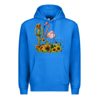 True Royal flamingo with cactus and sunflowers Premium Hoodie - BarkalooDesign