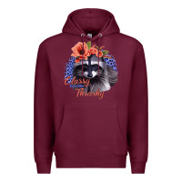 Burgundy Classy But A Little Thrashy Racoon With Flowers Premium Hoodie - Jasminsmagicworld
