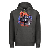 Charcoal Heather Classy But A Little Thrashy Racoon With Flowers Premium Hoodie - Jasminsmagicworld