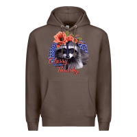 Coffee Classy But A Little Thrashy Racoon With Flowers Premium Hoodie - Jasminsmagicworld