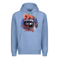 Colony Blue Classy But A Little Thrashy Racoon With Flowers Premium Hoodie - Jasminsmagicworld