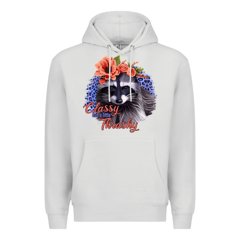 Classy But A Little Thrashy Racoon With Flowers Premium Hoodie by Jasminsmagicworld | Teevron