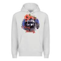 Dove Grey Classy But A Little Thrashy Racoon With Flowers Premium Hoodie - Jasminsmagicworld