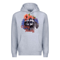 Heather Grey Classy But A Little Thrashy Racoon With Flowers Premium Hoodie - Jasminsmagicworld