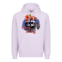Lilac Classy But A Little Thrashy Racoon With Flowers Premium Hoodie - Jasminsmagicworld