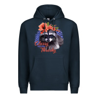 Navy Classy But A Little Thrashy Racoon With Flowers Premium Hoodie - Jasminsmagicworld