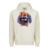 Oatmeal Heather Classy But A Little Thrashy Racoon With Flowers Premium Hoodie - Jasminsmagicworld