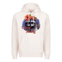 Pale Pink Classy But A Little Thrashy Racoon With Flowers Premium Hoodie - Jasminsmagicworld