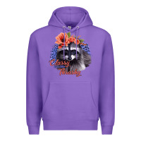 Purple Classy But A Little Thrashy Racoon With Flowers Premium Hoodie - Jasminsmagicworld