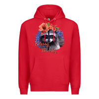 Red Classy But A Little Thrashy Racoon With Flowers Premium Hoodie - Jasminsmagicworld