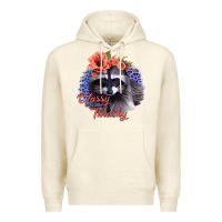 Sandshell Classy But A Little Thrashy Racoon With Flowers Premium Hoodie - Jasminsmagicworld