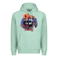 Seafoam Classy But A Little Thrashy Racoon With Flowers Premium Hoodie - Jasminsmagicworld