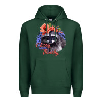 Sports Green Classy But A Little Thrashy Racoon With Flowers Premium Hoodie - Jasminsmagicworld