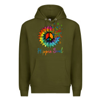 Army Green daisy peace sign hippie soul retro hippie flower lovers t shirt Premium Hoodie - baoMotion