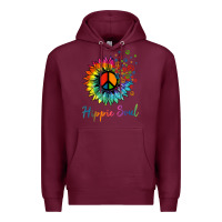 Burgundy daisy peace sign hippie soul retro hippie flower lovers t shirt Premium Hoodie - baoMotion