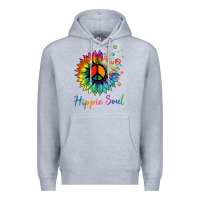 Heather Grey daisy peace sign hippie soul retro hippie flower lovers t shirt Premium Hoodie - baoMotion