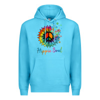 Ocean Blue daisy peace sign hippie soul retro hippie flower lovers t shirt Premium Hoodie - baoMotion
