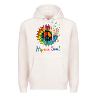 Pale Pink daisy peace sign hippie soul retro hippie flower lovers t shirt Premium Hoodie - baoMotion