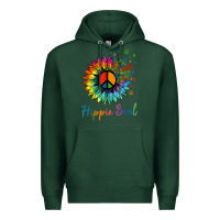 Sports Green daisy peace sign hippie soul retro hippie flower lovers t shirt Premium Hoodie - baoMotion