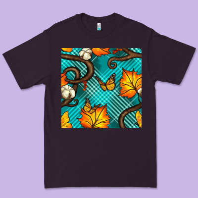 Autumn Leaves Seamless Pattern Premium Tee Designed By Bundleandbundleshop