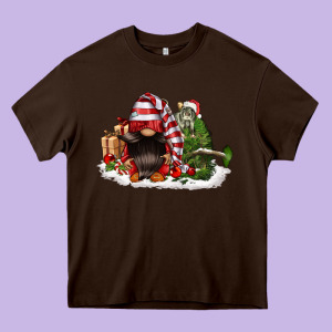 Christmas Gnome And Tree Heavy Core Tee Designed By Fadigitalartstudio