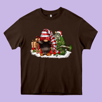Christmas Gnome And Tree Heavy Core Tee Designed By Fadigitalartstudio