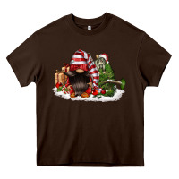 Chocolate Brown christmas gnome and tree Heavy Core Tee - FaDigitalArtStudio