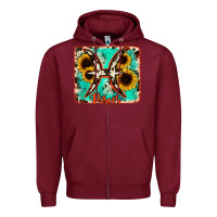 Burgundy pisces turquoise cowhide Zipper Hoodie - RanaPortraitStore