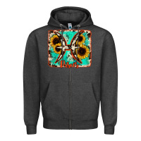 Charcoal Heather pisces turquoise cowhide Zipper Hoodie - RanaPortraitStore