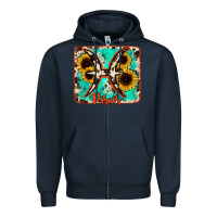 Navy pisces turquoise cowhide Zipper Hoodie - RanaPortraitStore