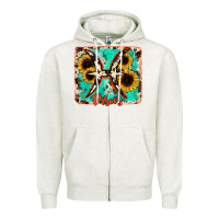 Oatmeal Heather pisces turquoise cowhide Zipper Hoodie - RanaPortraitStore